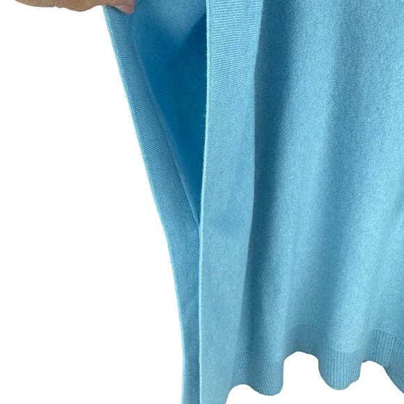 Chico's Cotton Cashmere Cinch Cowl Poncho Pullover Size S/M Blue Black - Picture 4 of 10